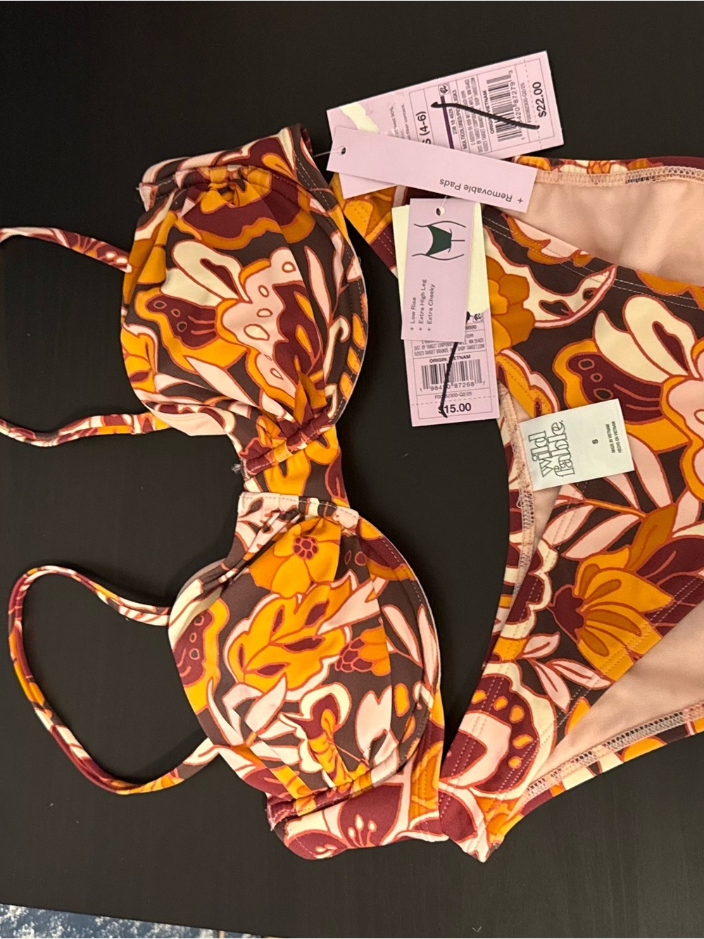 Floral Underwire Bikini Set in Mustard & Brown - Women Intimates & Swim
